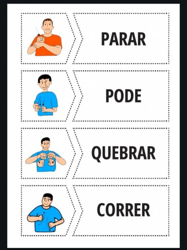 🟡 Treinando Verbos em Libras – Kit Bilíngue: Encaixe + Palavras e Frases - Imagem 3