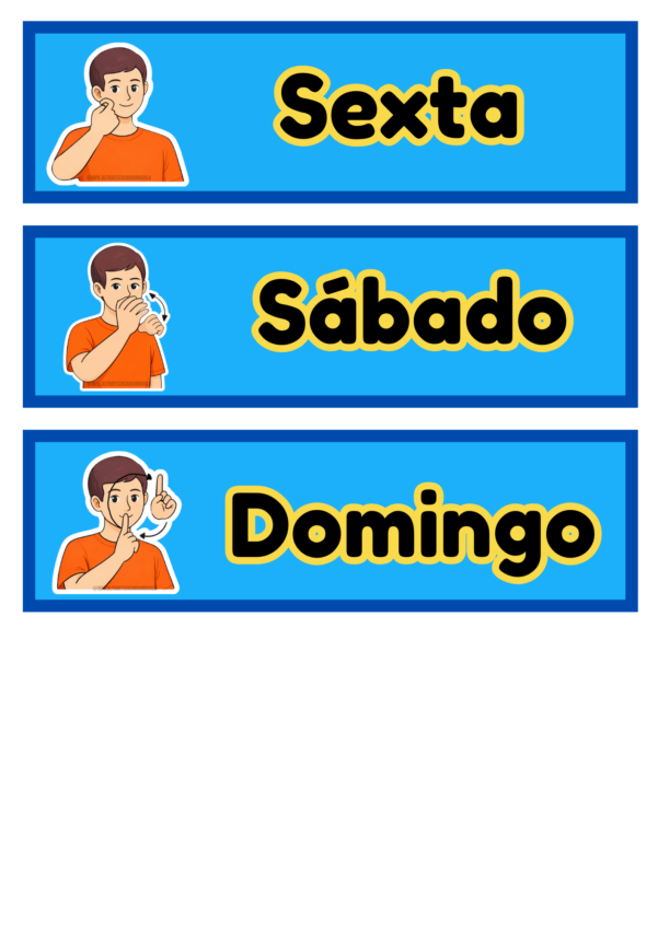 Que Dia É Hoje? – Material Bilíngue com Sinais dos Dias da Semana e Tempos Verbais para Educação de Surdos e Autistas - Imagem 4