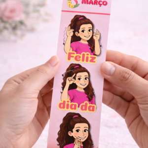 🔖 Marca-Página Dia da Mulher em Libras – 2 Tamanhos