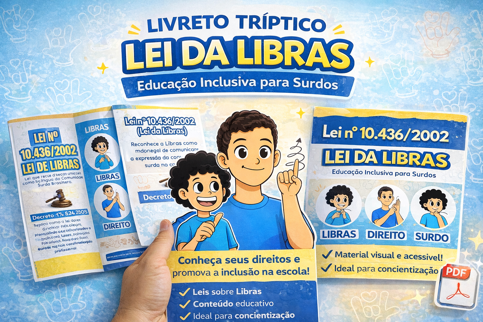 Folder Tríptico Libras – Lei nº 10.436/2002 | Educação Inclusiva para Surdos