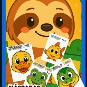 Máscaras de Animais para Crianças – PDF Recortável Infantil