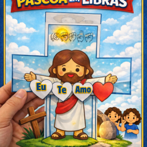 Cartão Interativo de Páscoa em Libras – Recurso Pedagógico Inclusivo com Sinais de Jesus, Vive e Feliz Páscoa