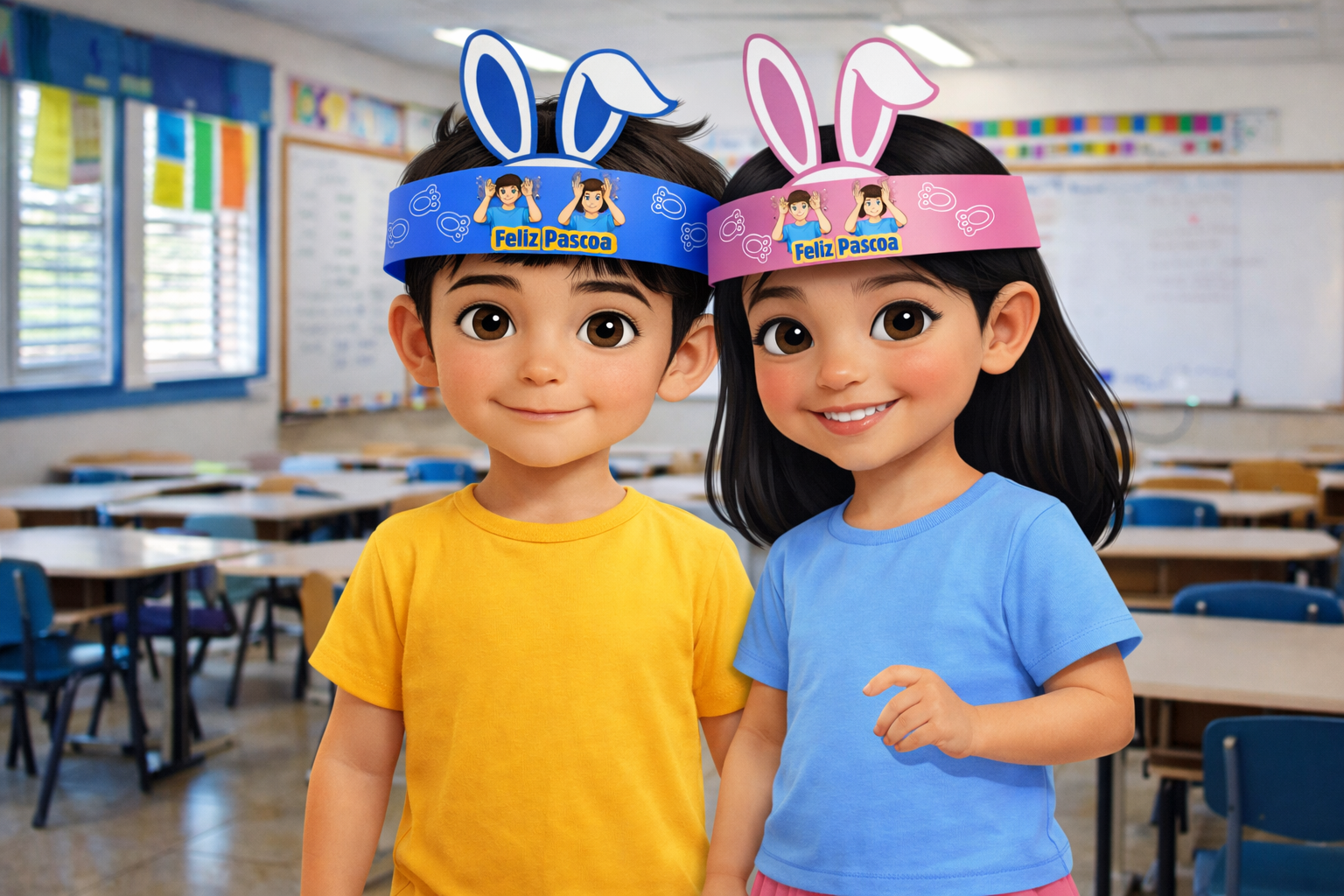 Viseira de Páscoa Bilíngue em PDF – Atividade Infantil Educativa para Sala de Aula