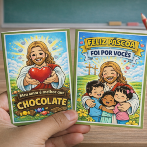 Livro de Colorir Dobrável – Páscoa Cristã em Libras | Material Inclusivo Infantil