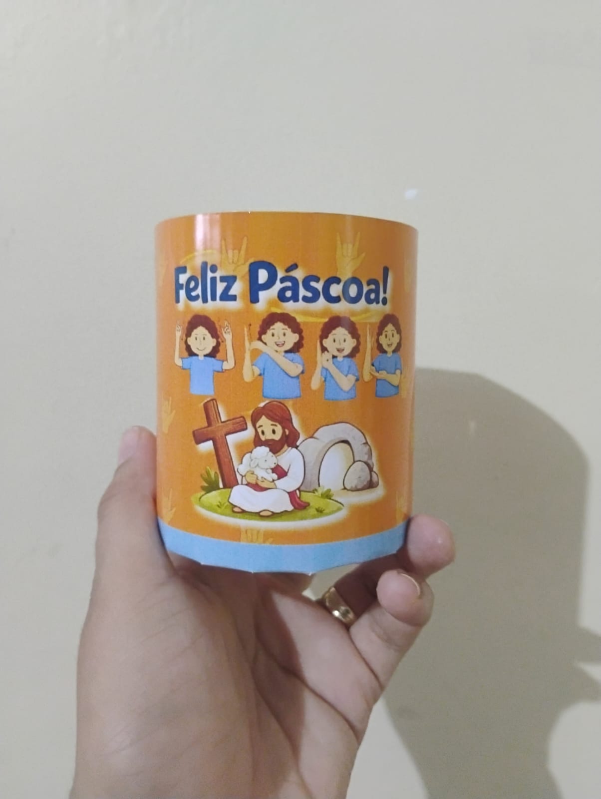 Lembrancinha Caneca de Papel – Páscoa Cristã em Libras (PDF para Imprimir) - Imagem 4