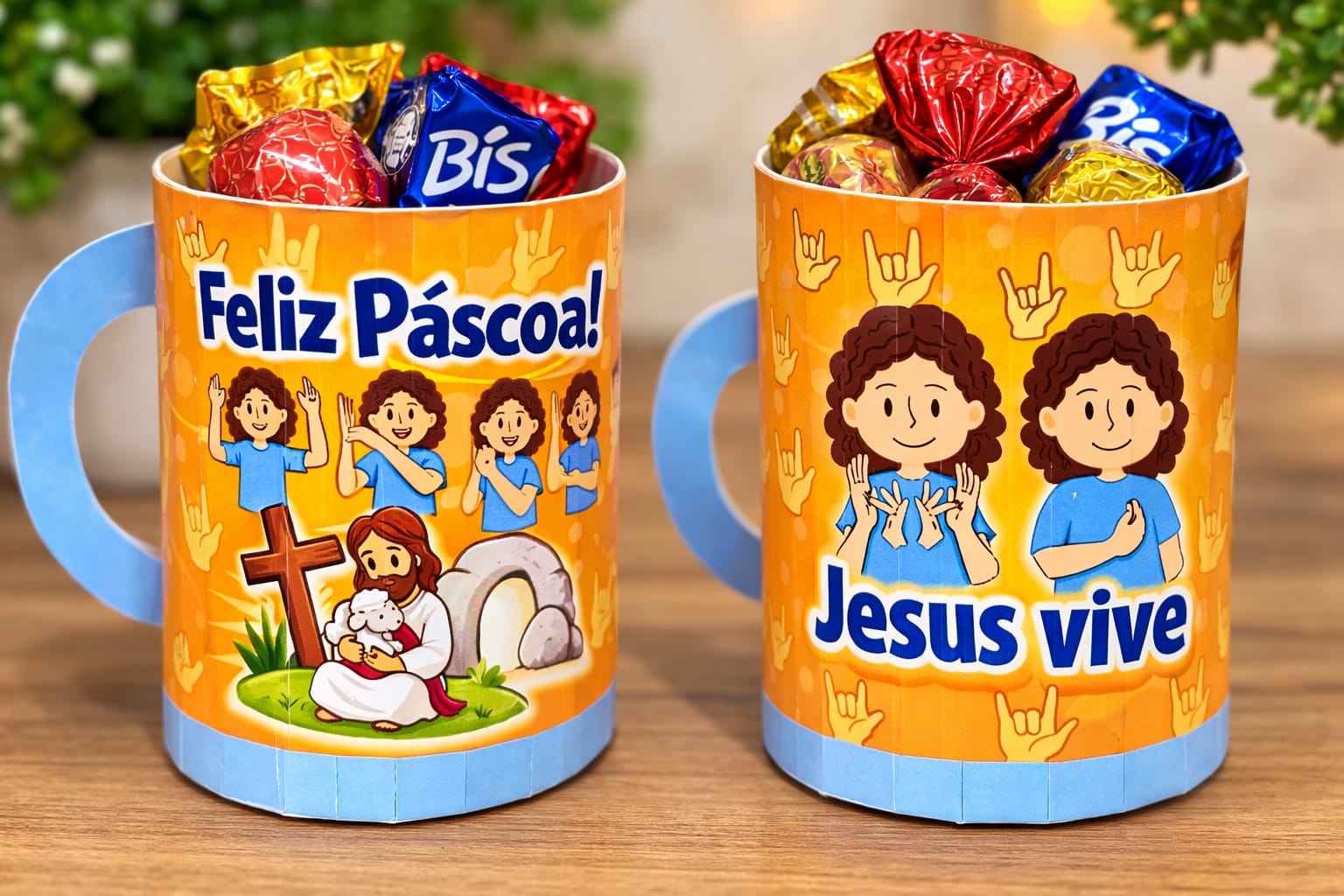 Lembrancinha Caneca de Papel – Páscoa Cristã em Libras (PDF para Imprimir) - Imagem 3