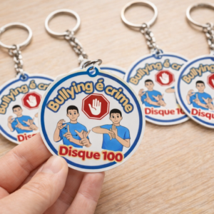 Chaveiro Educativo em Libras – Bullying é Crime | Material Inclusivo para Educação de Surdos