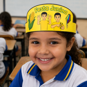 🌽🎉 Viseira Festa Junina em Libras – Material Bilíngue e Inclusivo 🎉🌽