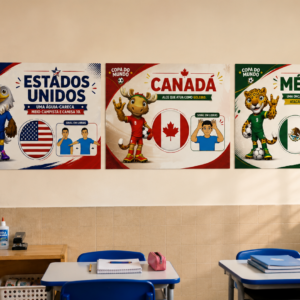 Cartazes Copa do Mundo em Libras – Mascotes Bilíngues para Educação de Surdos