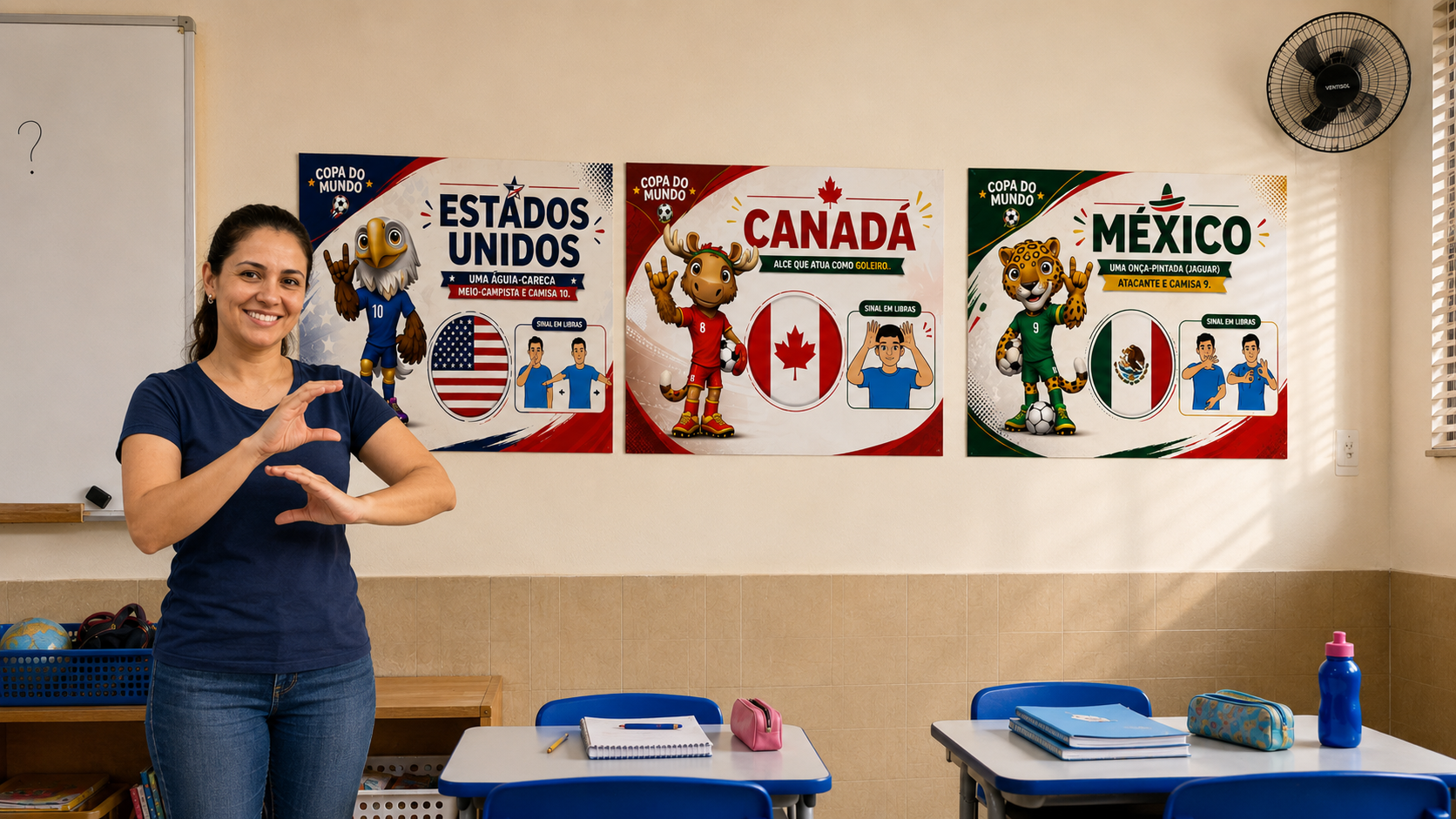 Cartazes Copa do Mundo em Libras – Mascotes Bilíngues para Educação de Surdos - Imagem 2