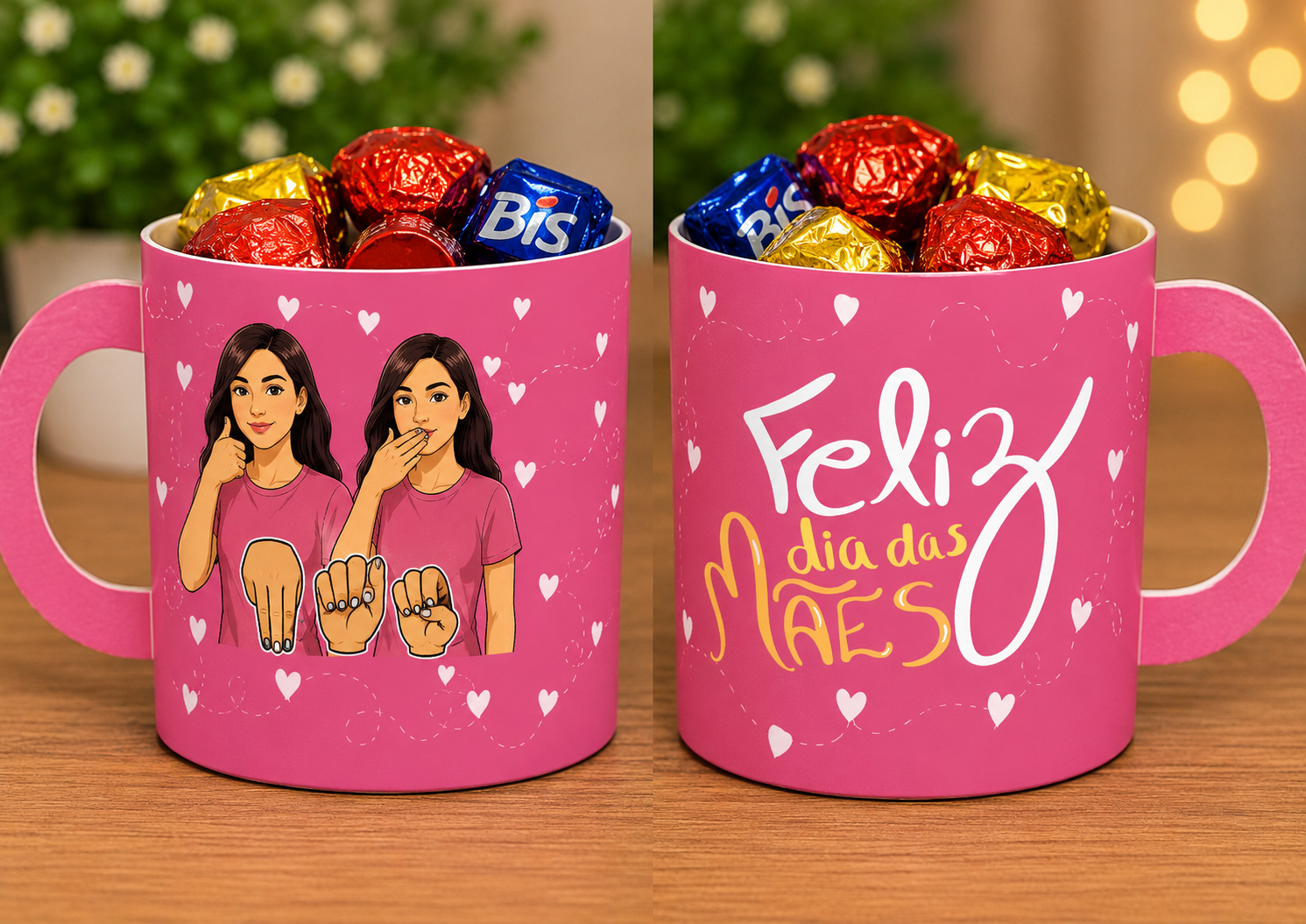 Caneca de Papel Dia das Mães em Libras – Molde PDF para Imprimir