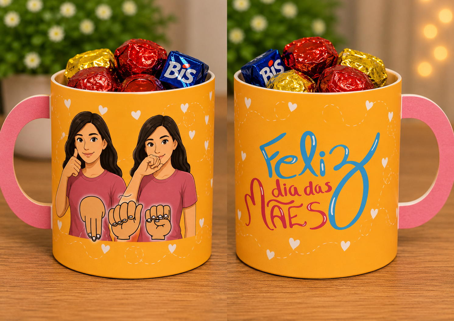 Caneca de Papel Dia das Mães em Libras – Molde PDF para Imprimir - Imagem 2