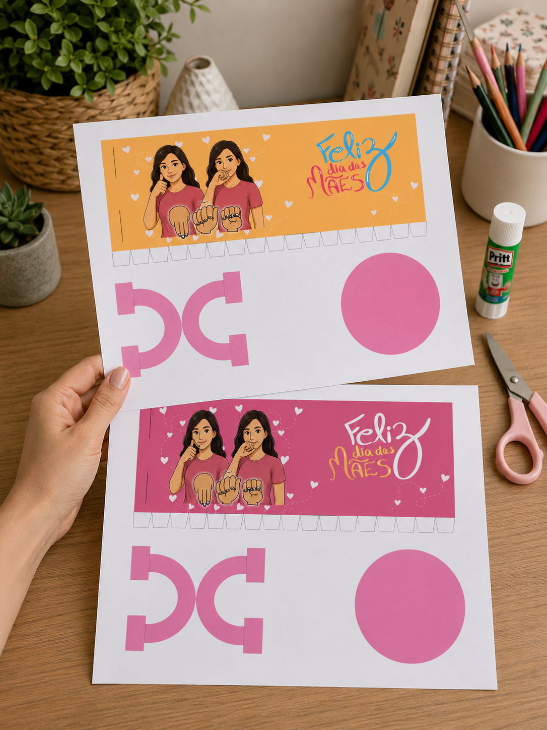 Caneca de Papel Dia das Mães em Libras – Molde PDF para Imprimir - Imagem 3