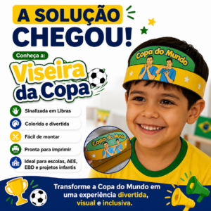 Viseira da Copa do Mundo em Libras – Material Inclusivo para Imprimir