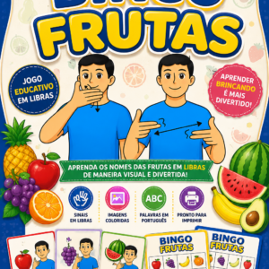 Bingo Frutas em Libras | Jogo Educativo Bilíngue para Surdos com Flash Cards