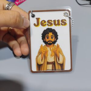 Chaveiro Jesus em Libras Sinalizado Bilíngue com Versículo João 10:14