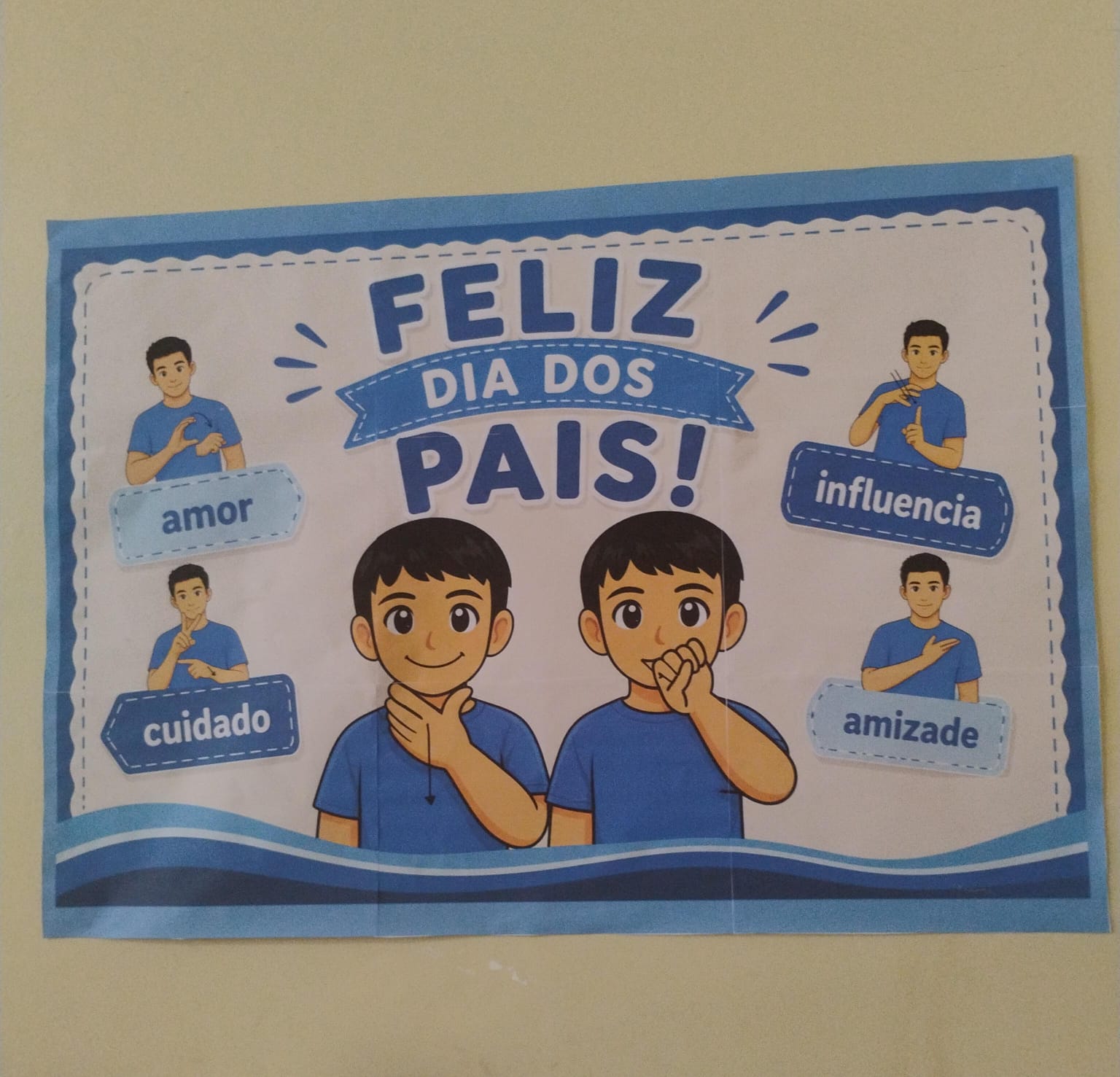 Mural Bilíngue – Feliz Dia dos Pais em Libras | 9 Páginas A4 para Montagem - Imagem 5