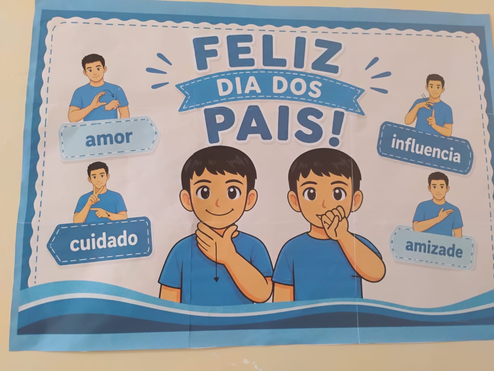 Mural Bilíngue – Feliz Dia dos Pais em Libras | 9 Páginas A4 para Montagem - Imagem 2