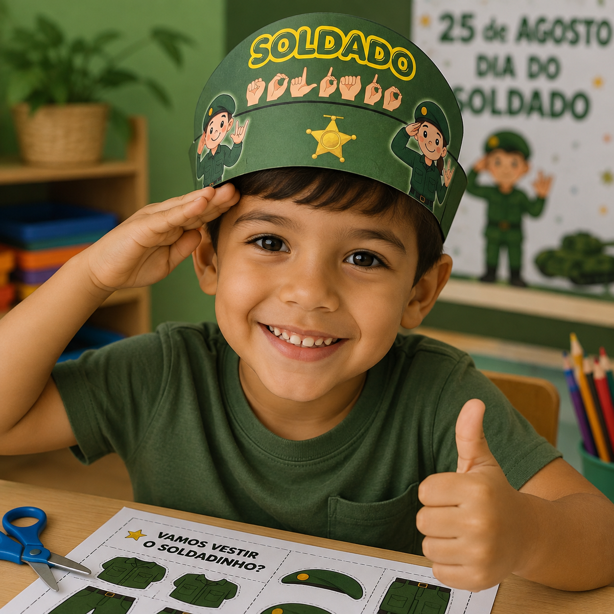 Kit Dia do Soldado 25 de Agosto | Mural, Viseira, Atividades e Decoração para Imprimir - Imagem 11