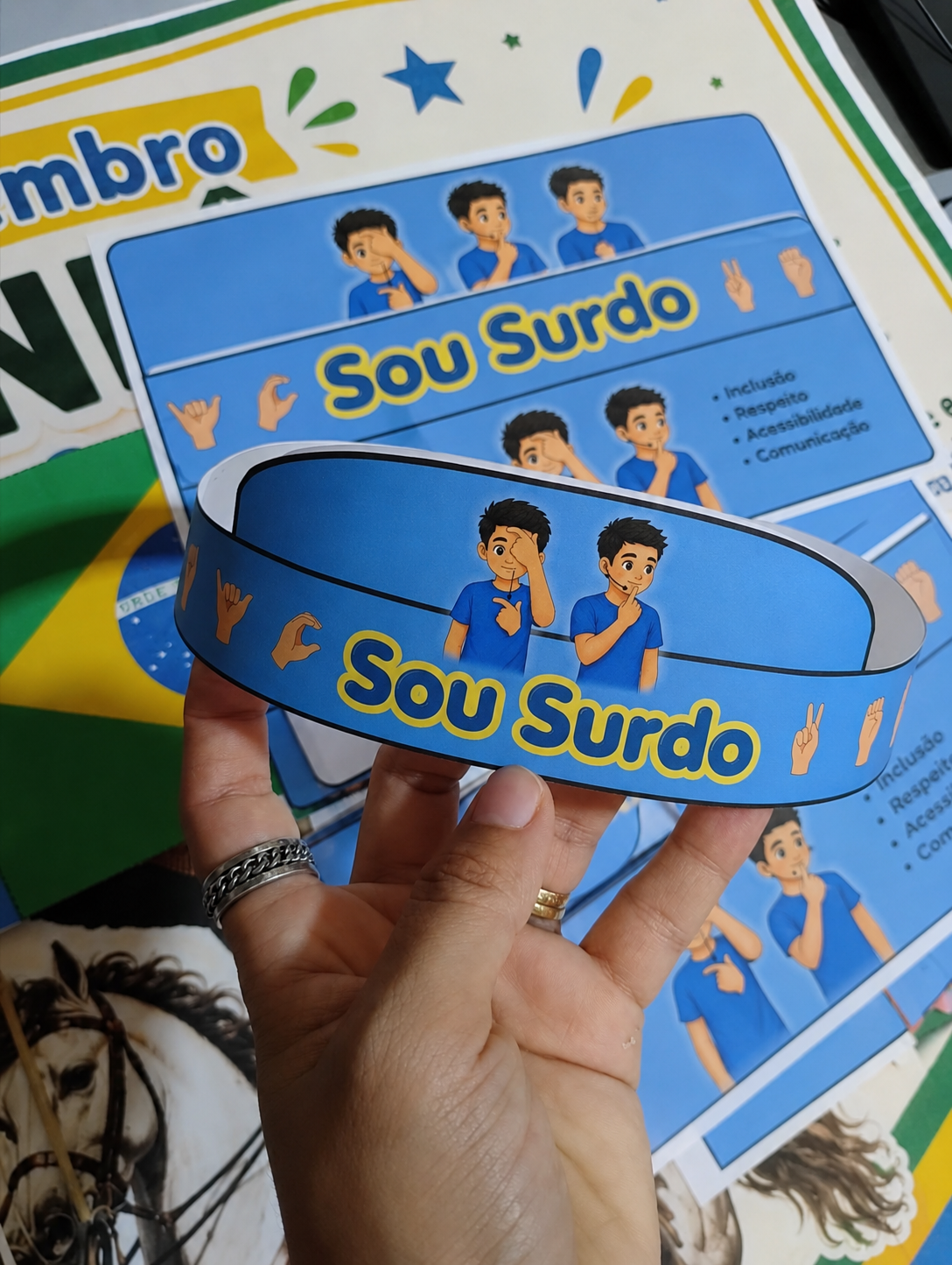 Viseira Bilíngue Sou Surdo e Sou Surda | Setembro Azul | Libras - Imagem 5