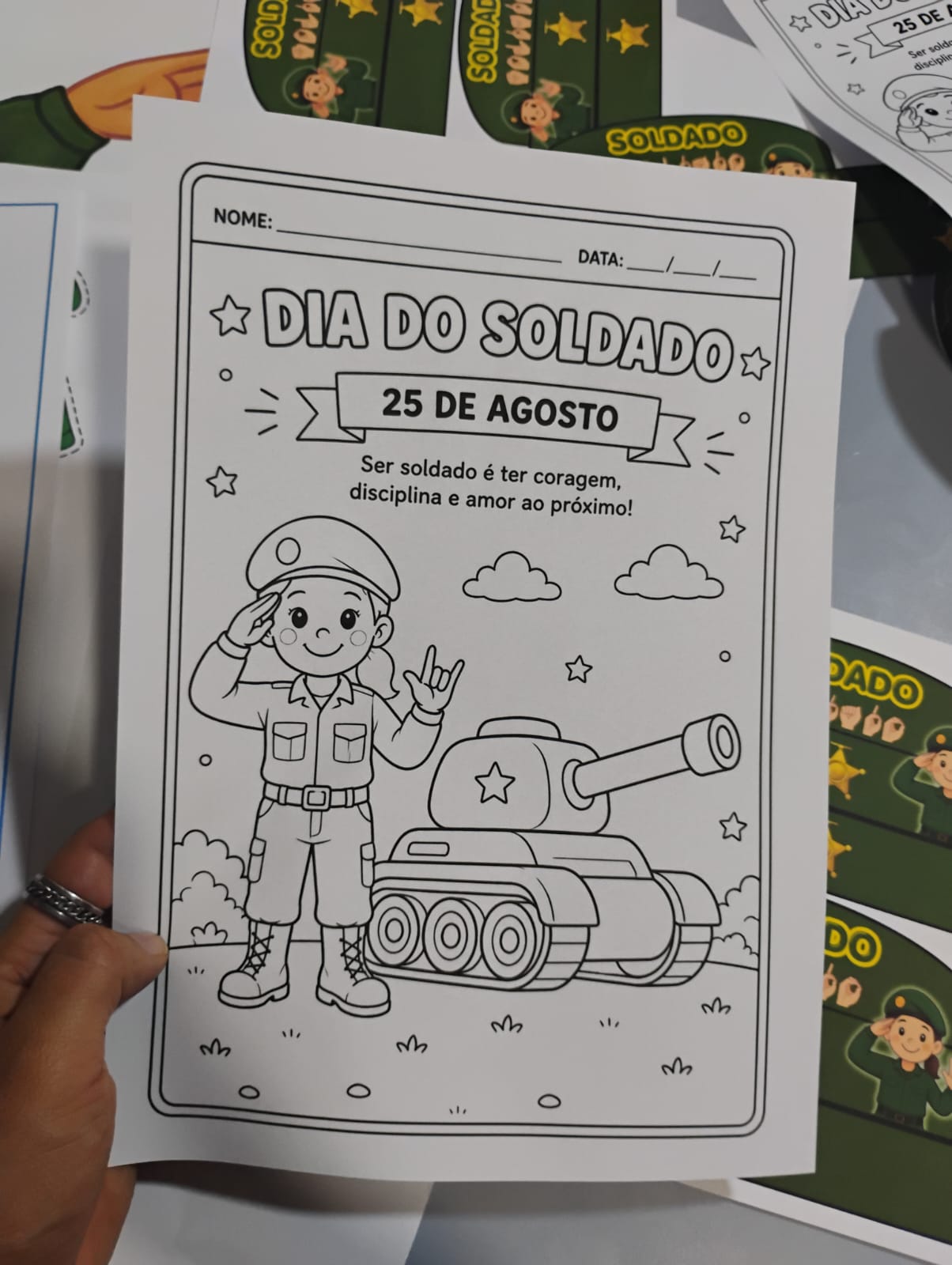 Kit Dia do Soldado 25 de Agosto | Mural, Viseira, Atividades e Decoração para Imprimir - Imagem 5