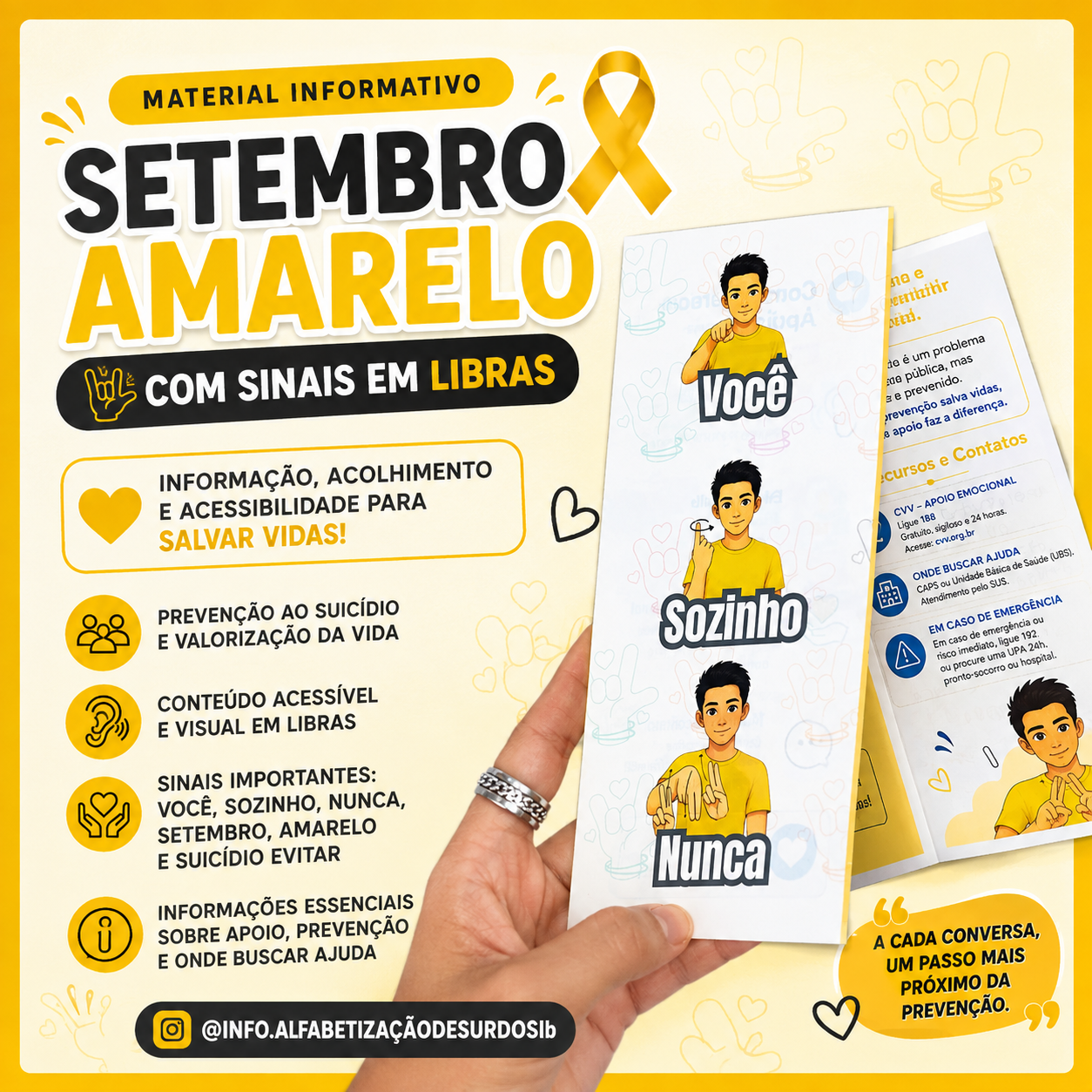 Folheto Informativo Setembro Amarelo em Libras | Prevenção e Valorização da Vida