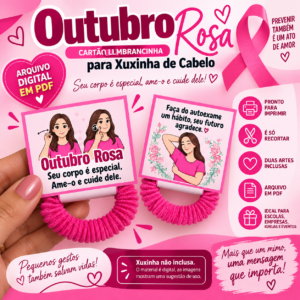 Cartão Lembrancinha Outubro Rosa para Xuxinha | PDF para Imprimir