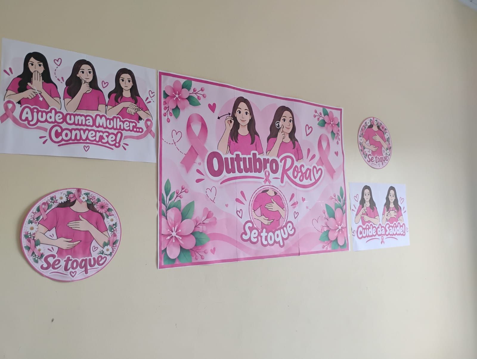 Kit Mural Outubro Rosa | Se Toque e Cuide da Saúde - Imagem 2