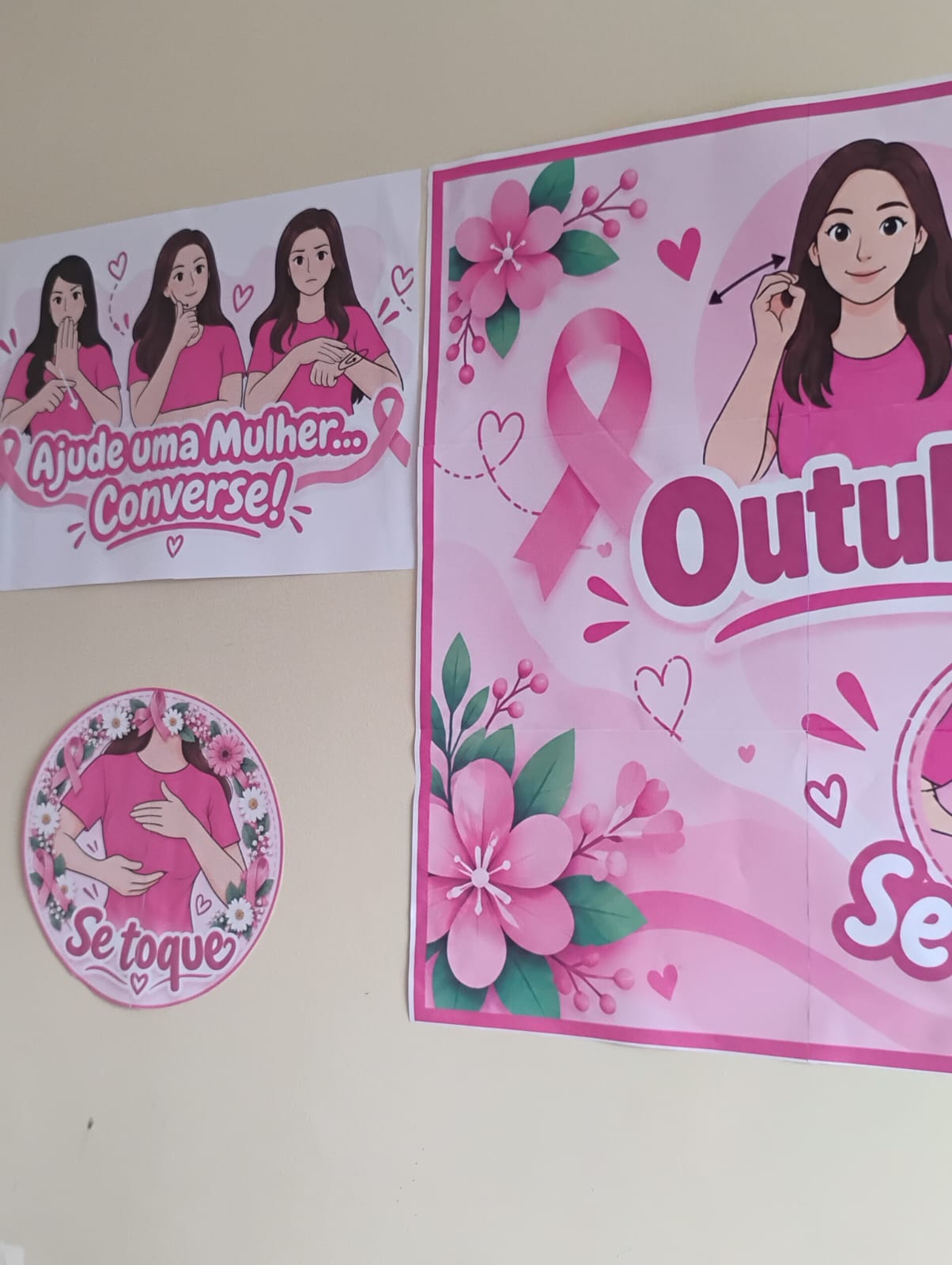 Kit Mural Outubro Rosa | Se Toque e Cuide da Saúde - Imagem 7
