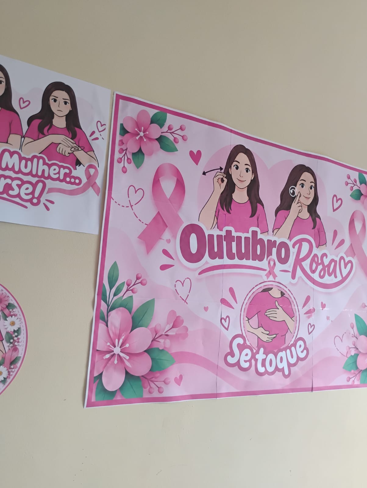 Kit Mural Outubro Rosa | Se Toque e Cuide da Saúde - Imagem 4