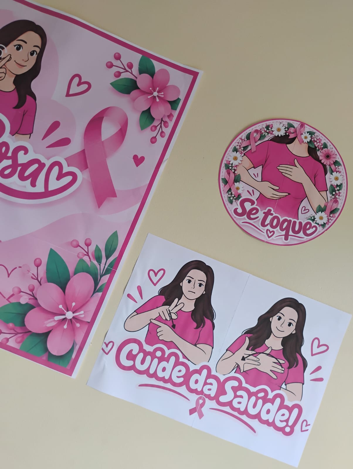 Kit Mural Outubro Rosa | Se Toque e Cuide da Saúde - Imagem 3