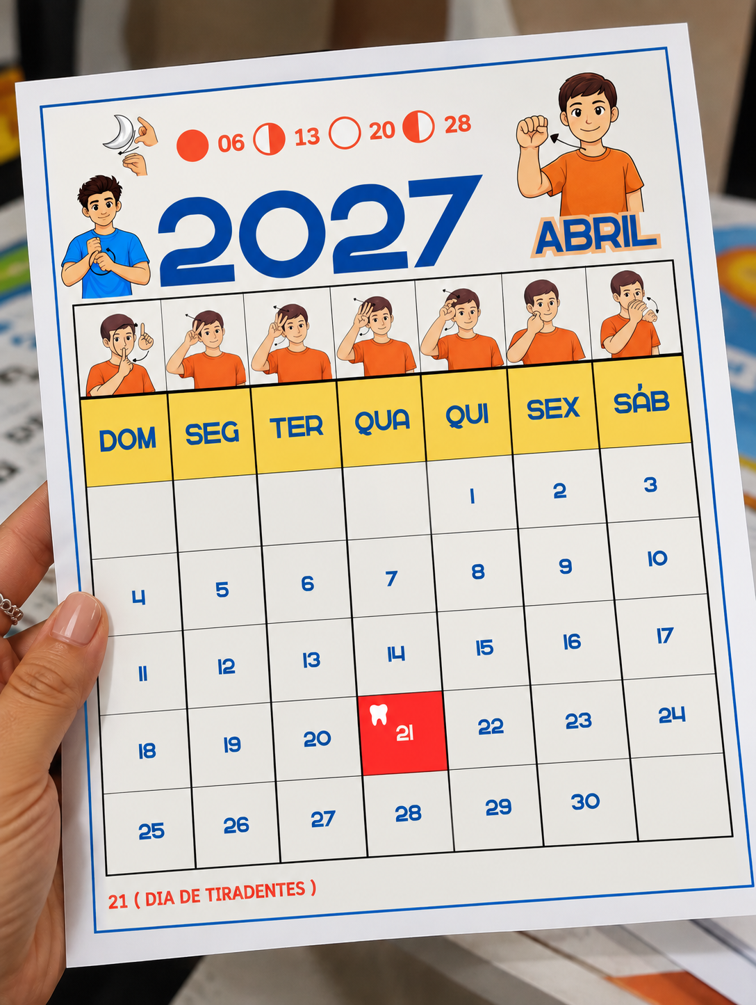 Calendário 2027 em Libras | Calendário Bilíngue e Visual - Imagem 2