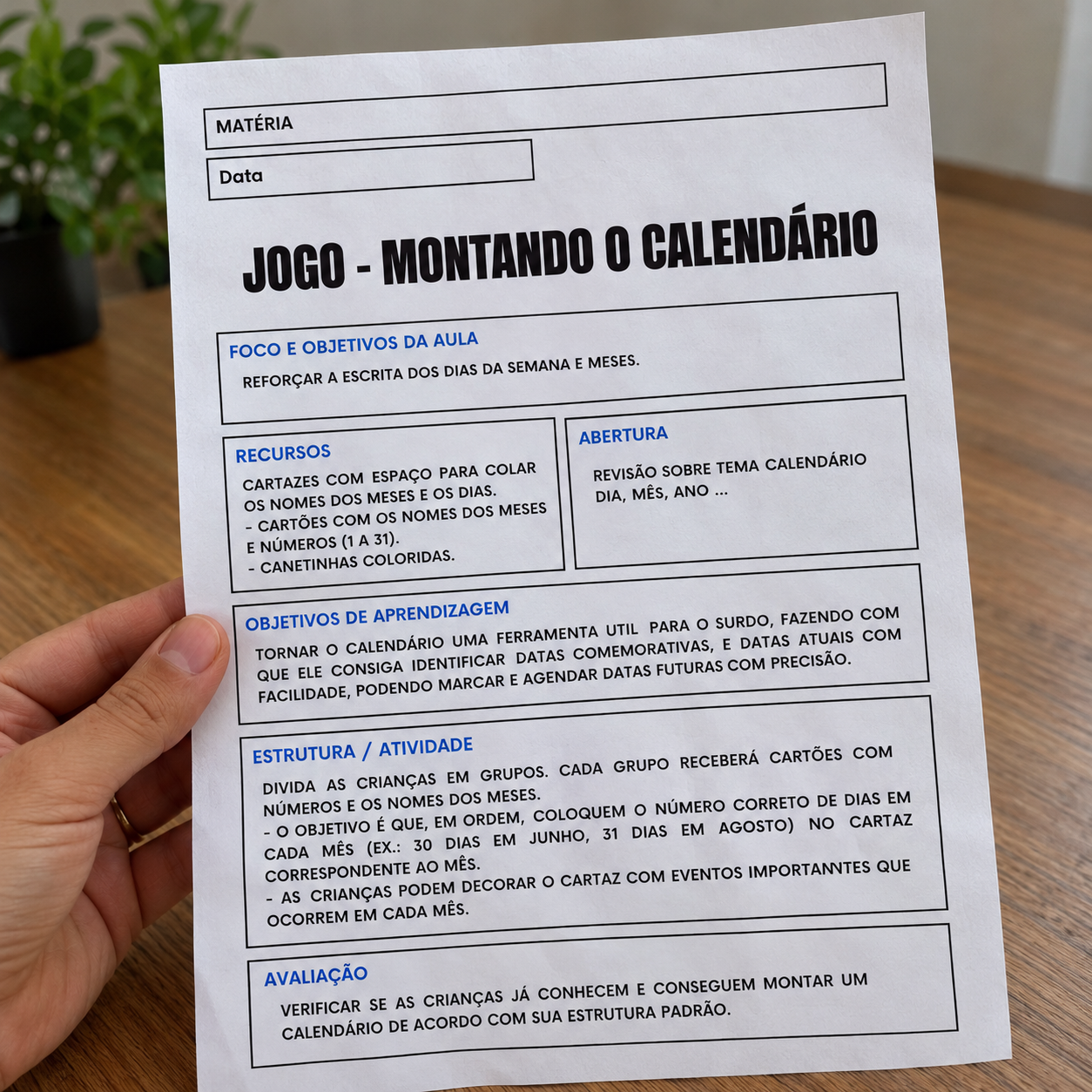 Plano de Aula Conhecendo o Calendário | Libras + Português - Imagem 2