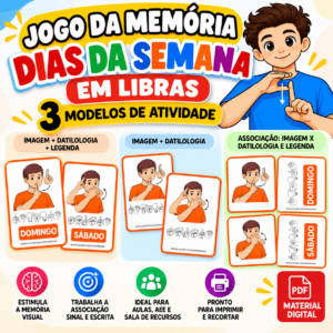 Jogo da Memória Bilíngue – Dias da Semana em Libras