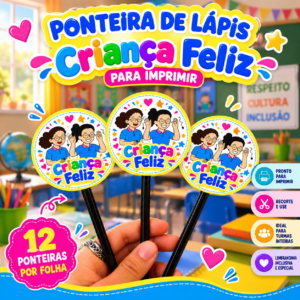 Ponteira de Lápis Criança Feliz em Libras | Dia das Crianças