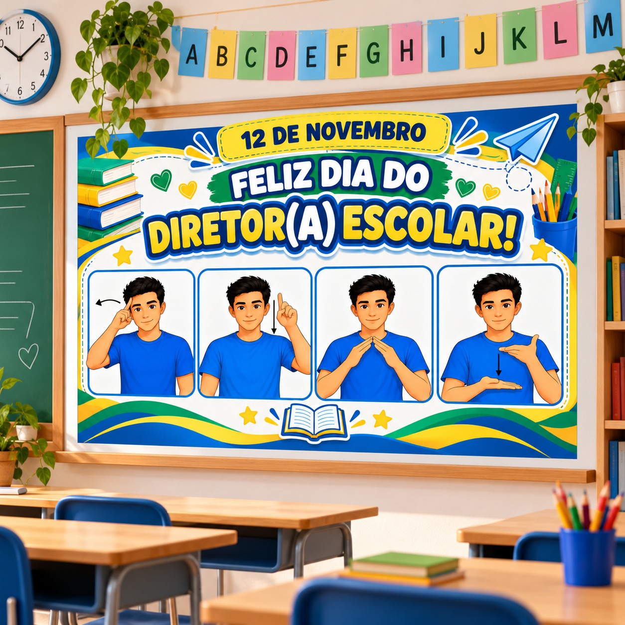 Mural Dia do Diretor(a) Escolar em Libras – 12 de Novembro - Imagem 2