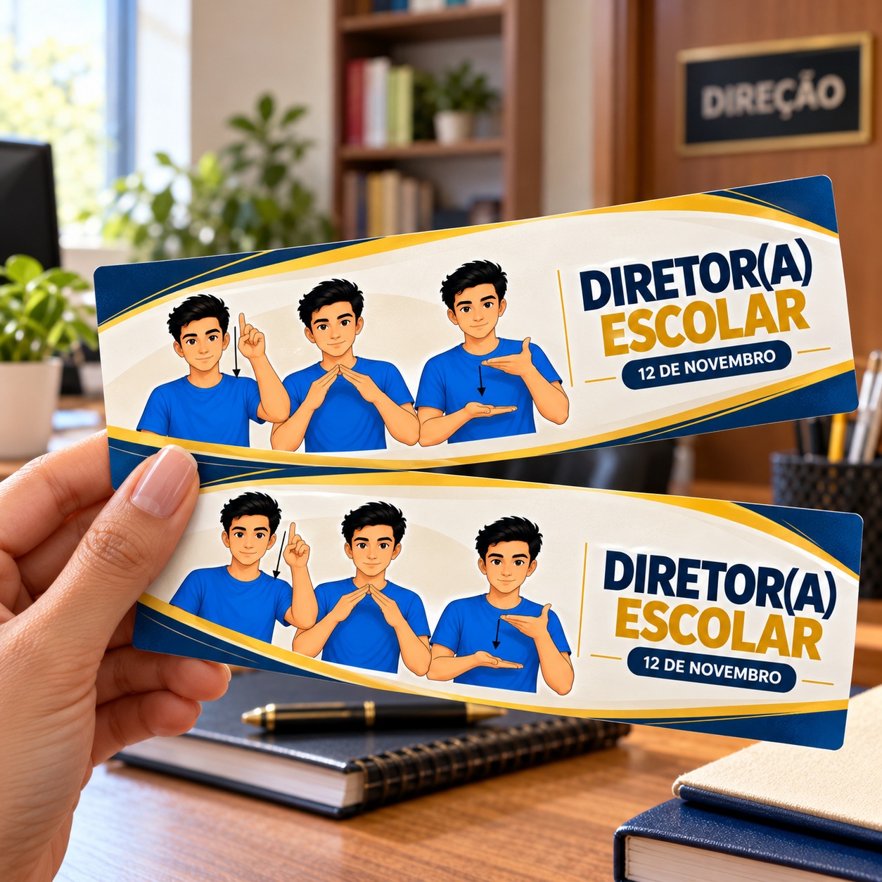 Mural Dia do Diretor(a) Escolar em Libras – 12 de Novembro - Imagem 3