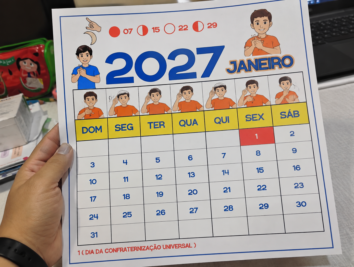 Calendário 2027 em Libras | Calendário Bilíngue e Visual - Imagem 4